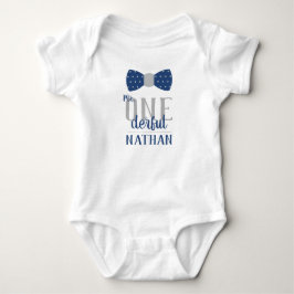 Camisa de Aniversário Mr ONEderful em Azul e Cinza