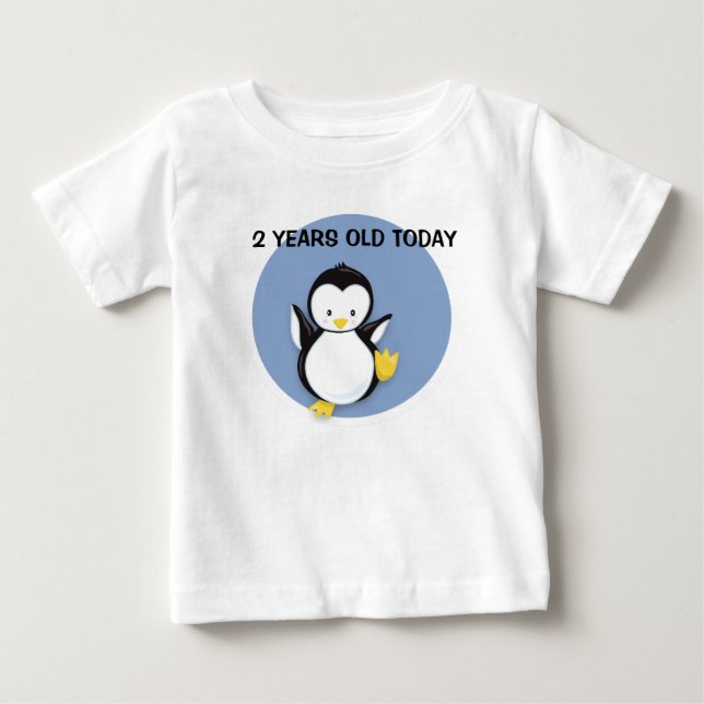 Camisa de aniversário personalizada com pinguim fo (Frente)