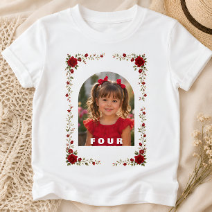 Camisa de Aniversário Personalizada Menina Idade 4