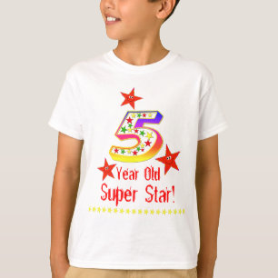 Camisa de aniversário Super Star 5 para Meninos