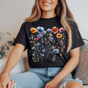 Camisa de Aquarela de Flores Silvestres Presente p