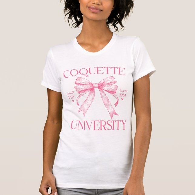 Camisa de Arco Rosa Girly da Universidade de Coque (Frente)