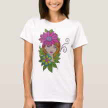 Camisa de Arte Boho Menina Coroa de Flores