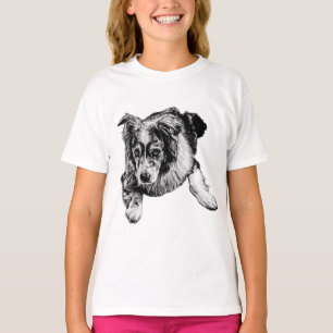 Camisa de Arte com Australian Shepherd Deitado