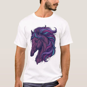 Camisa de arte de cabeça de cavalo colorida gravad