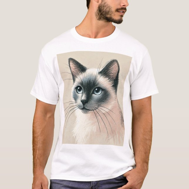 Camisa De Arte De Gato Siamês - Presente De Pet-Lo (Frente)