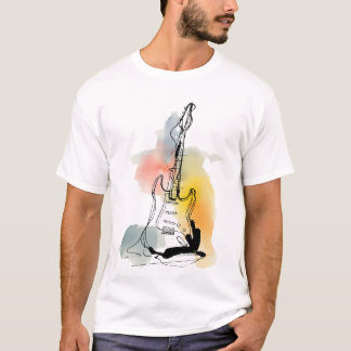 Camisa De Arte De Linha De Violão Minimalista - Aq