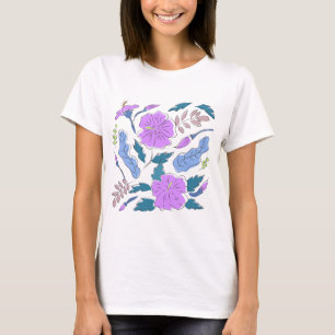 Camisa De Arte De Linha Decorativa Floral