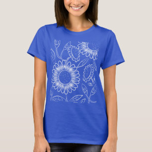 Camisa De Arte De Linha Decorativa Floral