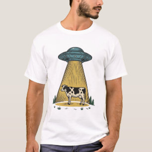 Camisa de Arte de Xilogravura Vintage de Abdução d