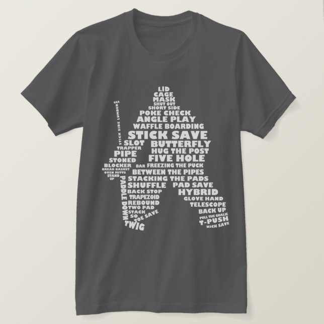 Camisa de Arte do Palavra de Hockey Goalie (Frente do Design)