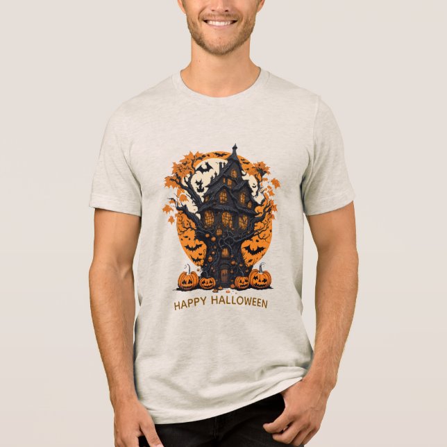 Camisa De Árvore De Halloween Para Homens (Frente)