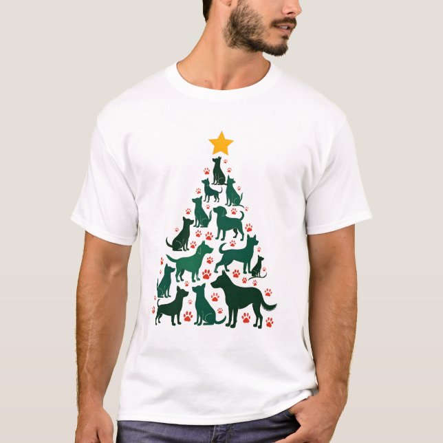 Camisa de árvore de Natal de cachorro - Natal de c (Frente)