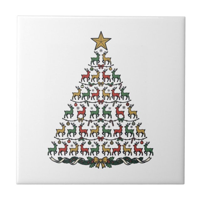 Camisa de árvore de Natal de rena com gravação vin (Frente)