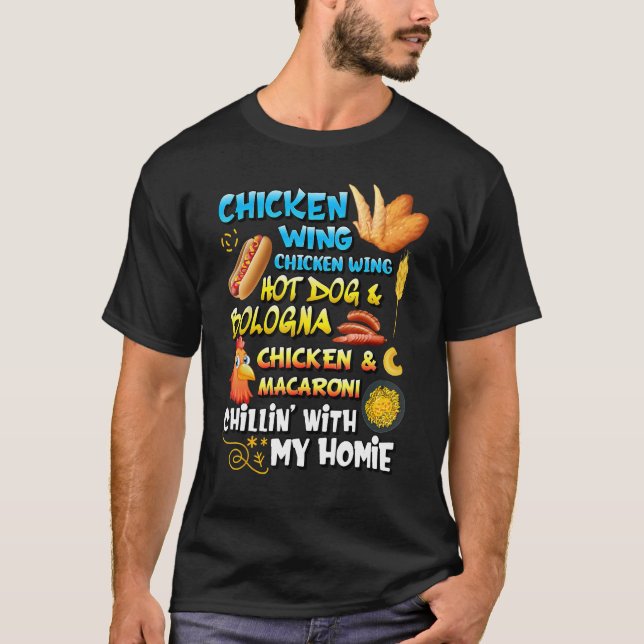 Camisa de Asa de Frango Cachorro-Quente e Bologna  (Frente)