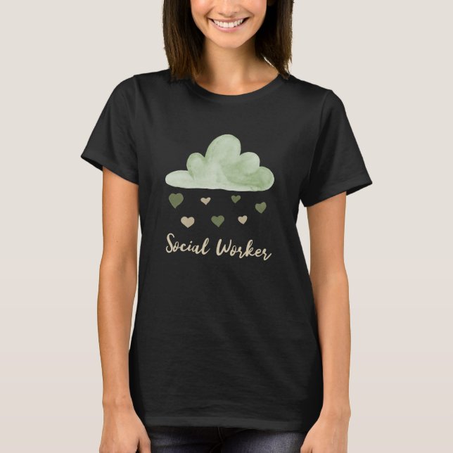 Camisa de Assistente Social Fofa – Nuvem e Coraçõe (Frente)