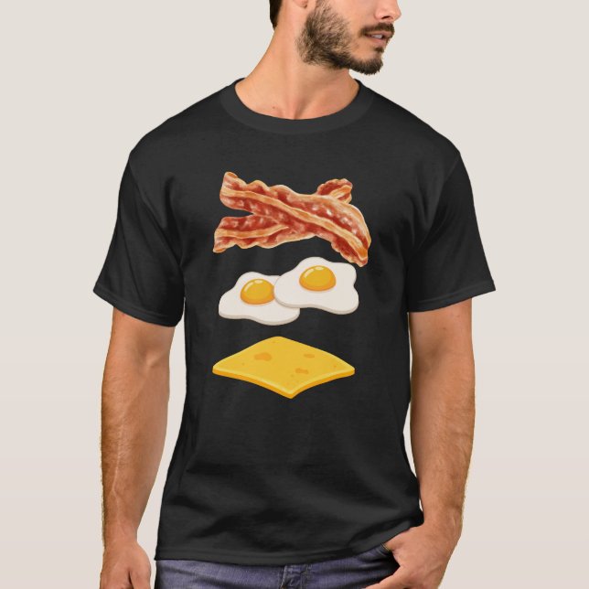 Camisa de Bacon Ovo e Queijo Funny Breakfast (Frente)