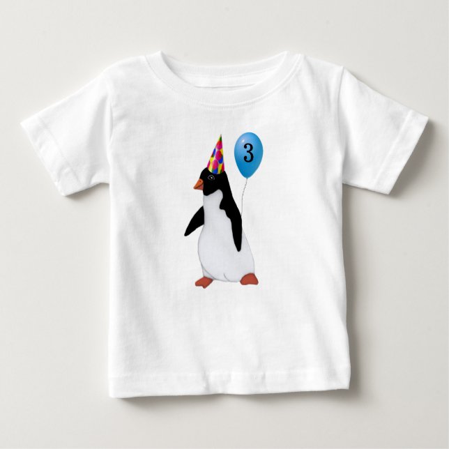 Camisa de Balão Azul Pinguim, Idade do Aniversário (Frente)