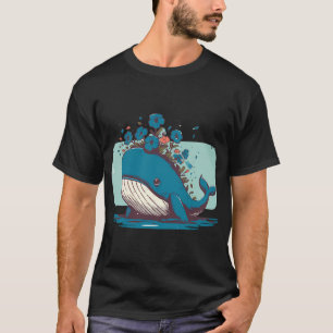 Camisa De Baleia De Kawaii E Petunias Garden