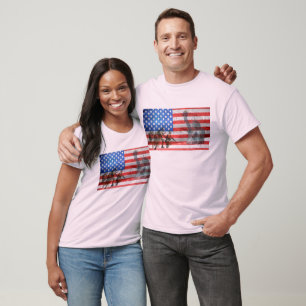 Camisa de Bandeira Americana de Apoio Militar dos