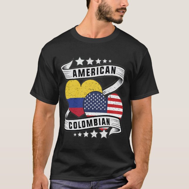 Camisa de bandeira colombiana americana Half Colom (Frente)