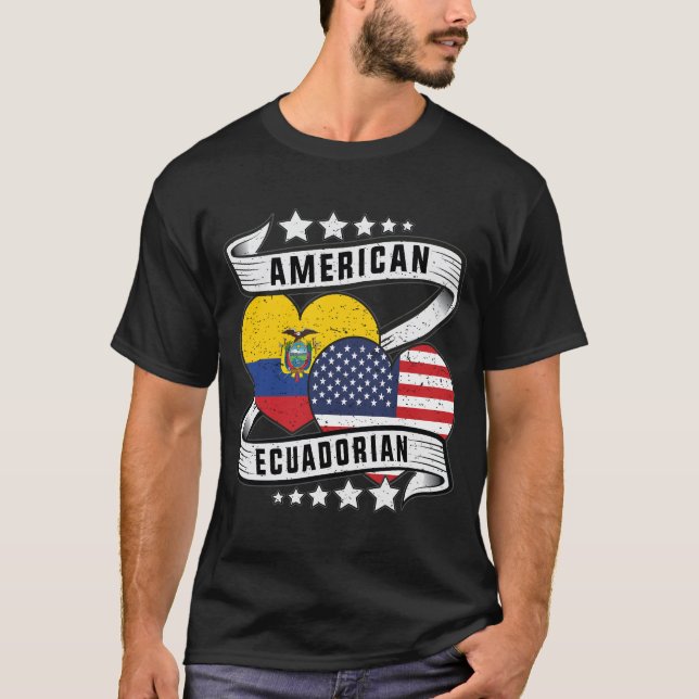 Camisa de bandeira equatoriana-americana Half Equa (Frente)