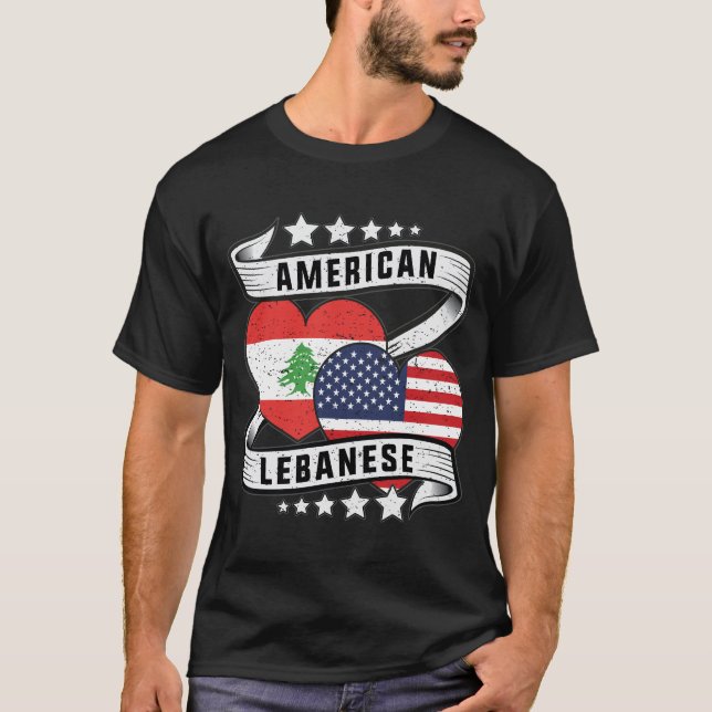 Camisa de bandeira libanesa-americana (Frente)