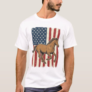 Camisa de bandeira patriótica de cavalo de corrida