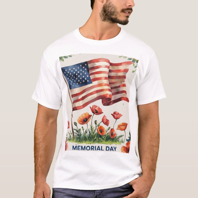 Camisa de Bandeira Patriótica dos EUA no Dia Memor (Frente)