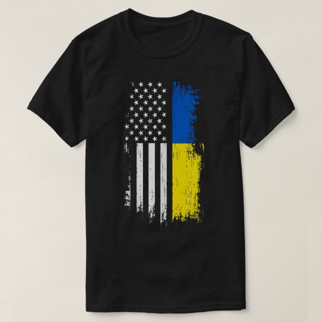 Camisa de Bandeira Ucraniana Americana - Orgulho U (Frente do Design)