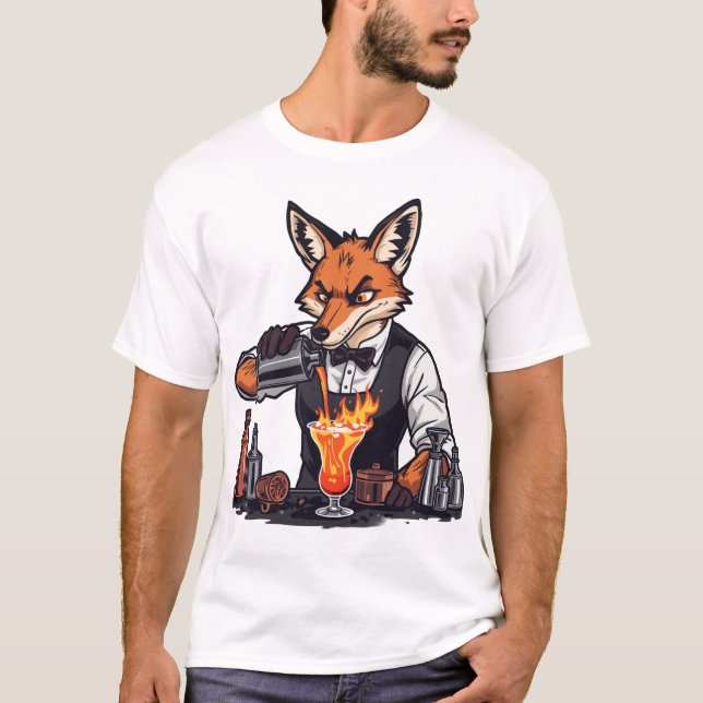 Camisa de Barman de Raposa Engraçada  (Frente)
