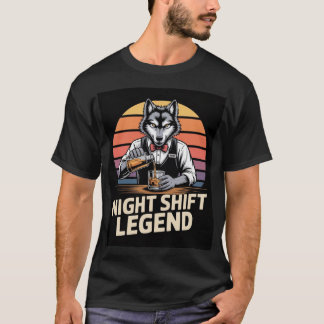 Camisa de Barman Lenda do Turno da Noite Lobo
