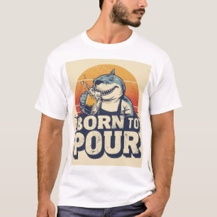 Camisa de Barman Tubarão Nascido para Servir