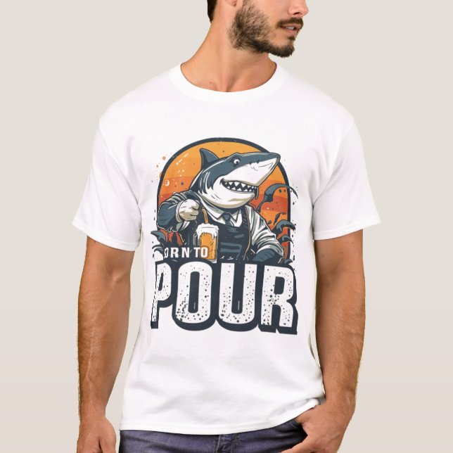 Camisa de Barman Tubarão Nato Para Despejar (Frente)