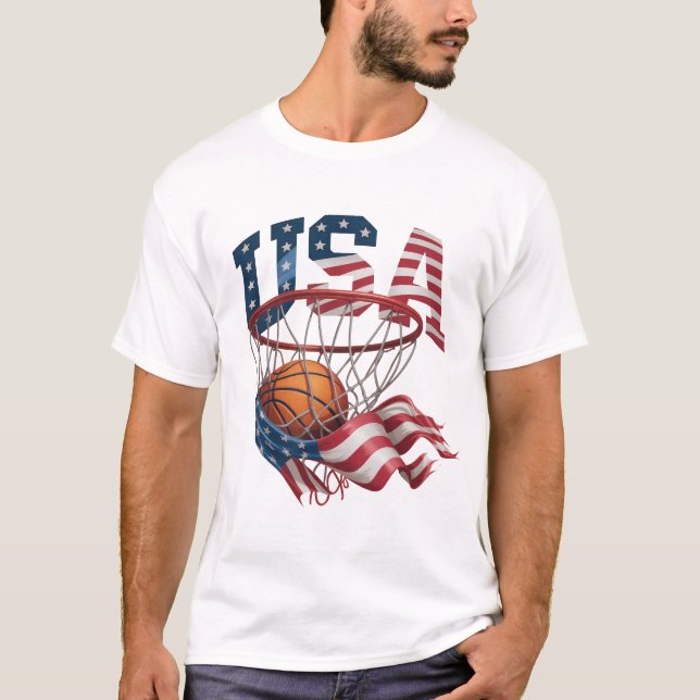 Camisa de Basquete dos EUA, Aro da Bandeira Americ (Frente)