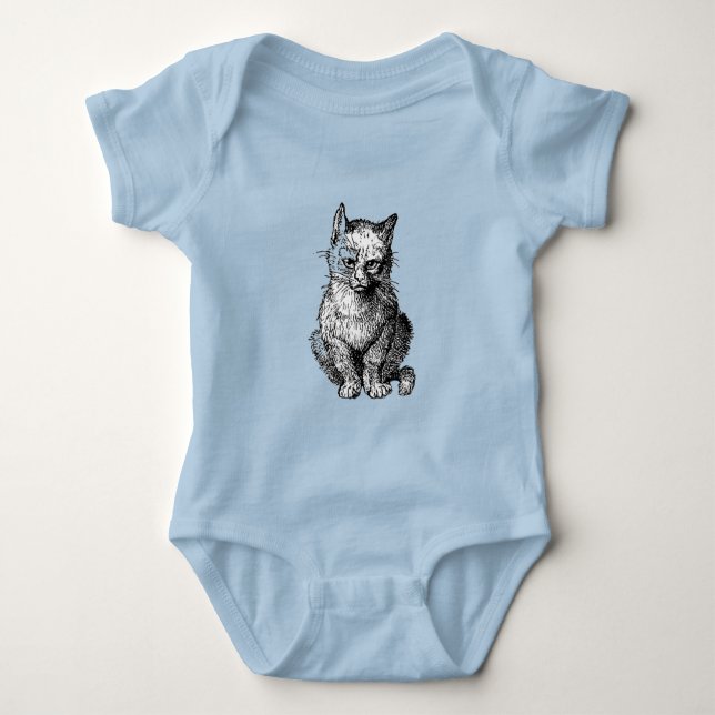 Camisa de bebê animal gato fofo rabugento (Frente)