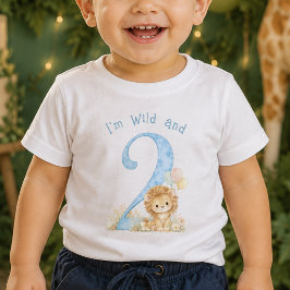 Camisa de Bebê Aniversário Dois Selvagem Azul