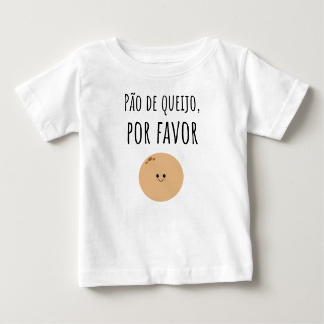 Camisa de Bebê Brasileira Pão de Queijo (Frente)