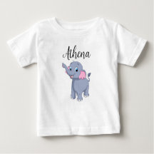 Camisa de bebê com nome personalizável e elefante