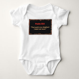 Camisa de bebê com versículo da Bíblia do Salmo 23