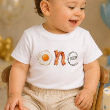 Camisa de bebê de 1º aniversário Bacon e Ovo 