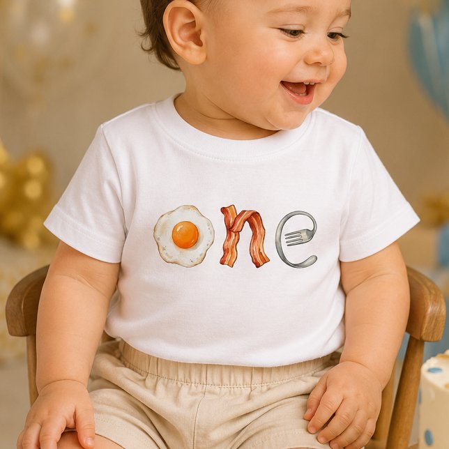 Camisa de bebê de 1º aniversário Bacon e Ovo  (Criador carregado)