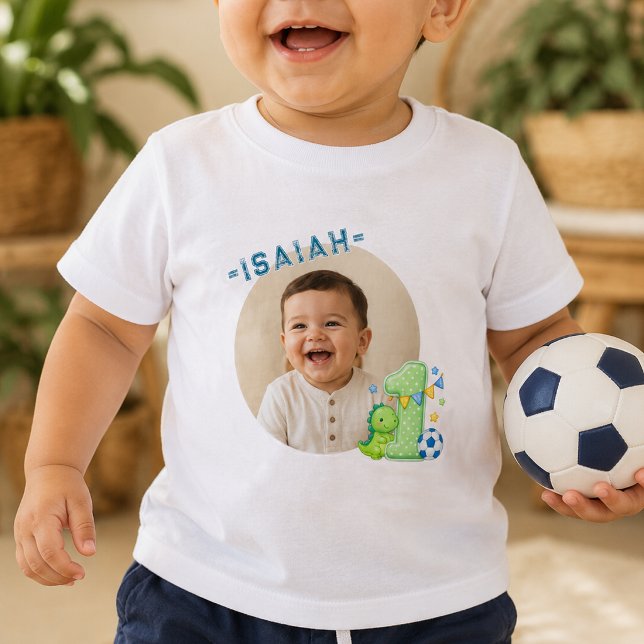 Camisa de Bebê de Aniversário de Dinossauro com No (Criador carregado)