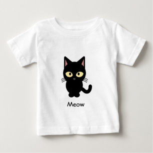 Camisa de bebê de desenho animado de gato preto