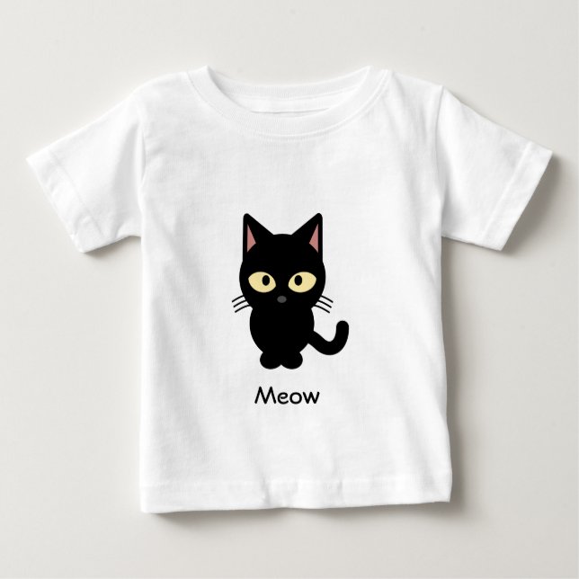 Camisa de bebê de desenho animado de gato preto (Frente)