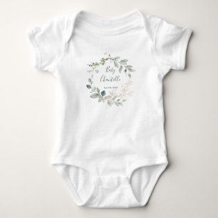 Camisa de Bebê de Folhagem Verde e Dourada