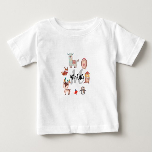 Camisa De Bebê De Natal Animal Da Mocapim (Frente)