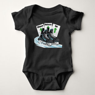 Camisa de bebê de patinador de hóquei com cartões