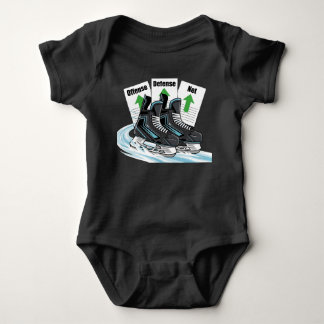 Camisa de bebê de patinador de hóquei com cartões 