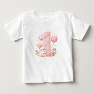 Camisa de bebê de primeiro aniversário Bunny with